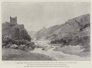 El levantamiento de la frontera india, ocupación del Khyber, vista en el extremo inferior de la garganta de Ali Musjid